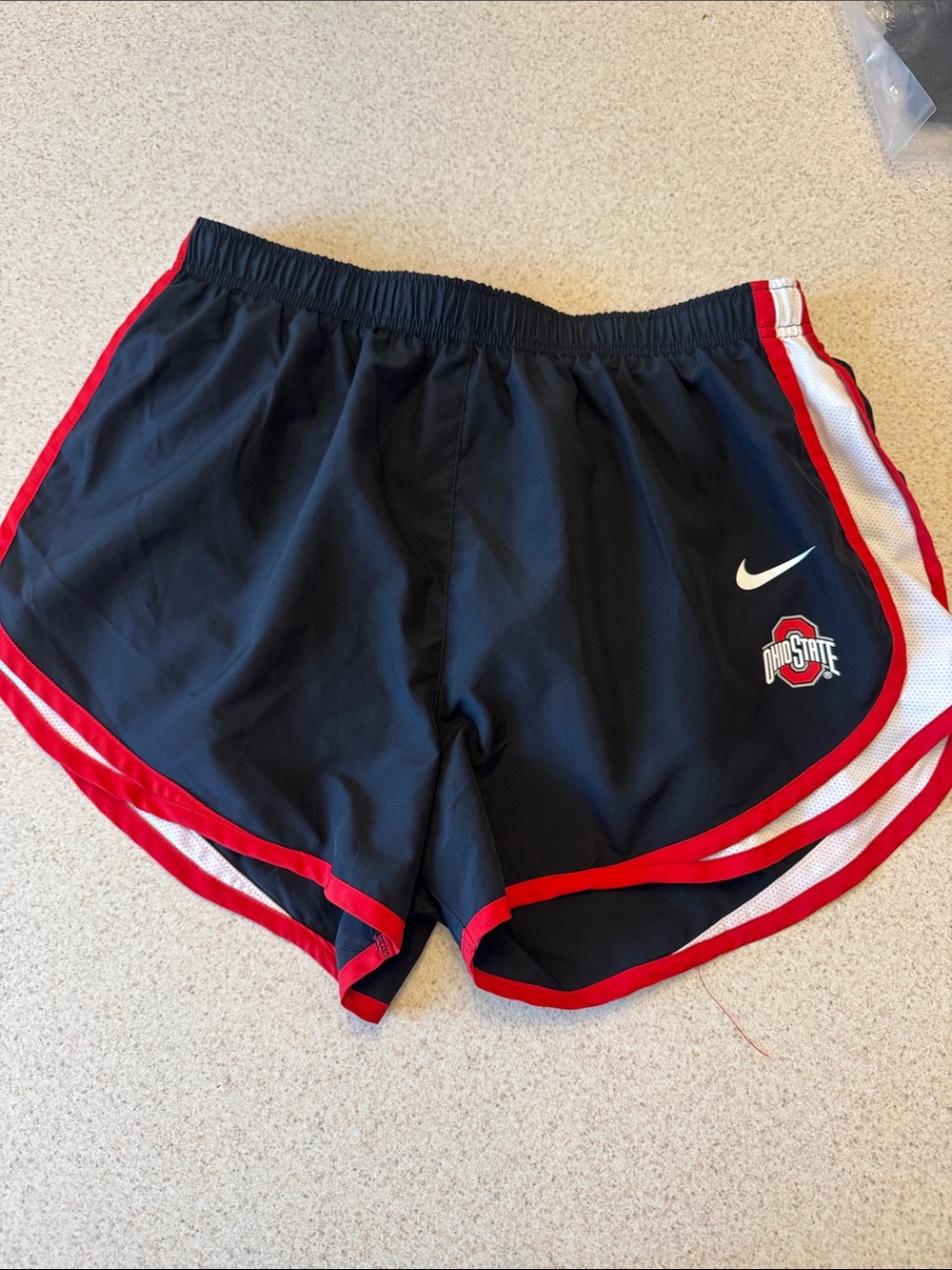 Nike Women's Black Athletic Shorts with Red and White Accents Ohio state